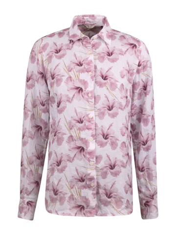 Sofie linen shirt SS25, pink flowers