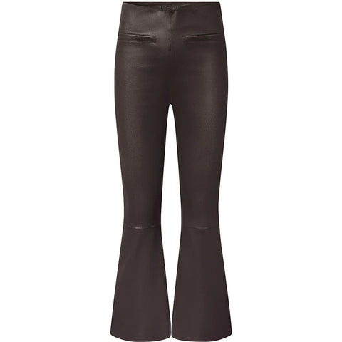 Leather pants, flair 7/8, Chocolate Nyhed Aw24